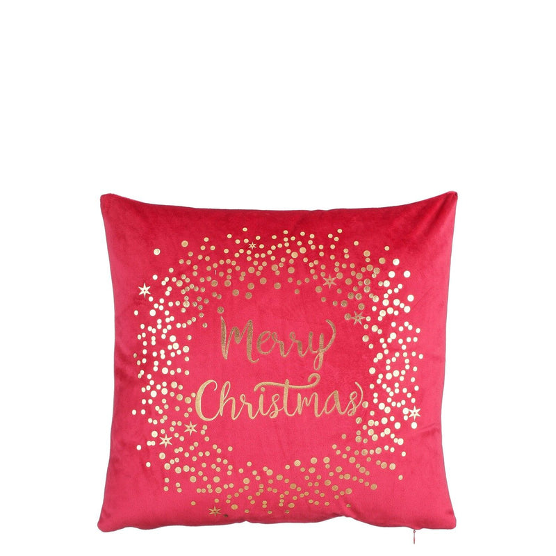 Merry Christmas Cushion Red 40 x 40 x 10cm - XMAS SOFT DECOS - Beattys of Loughrea