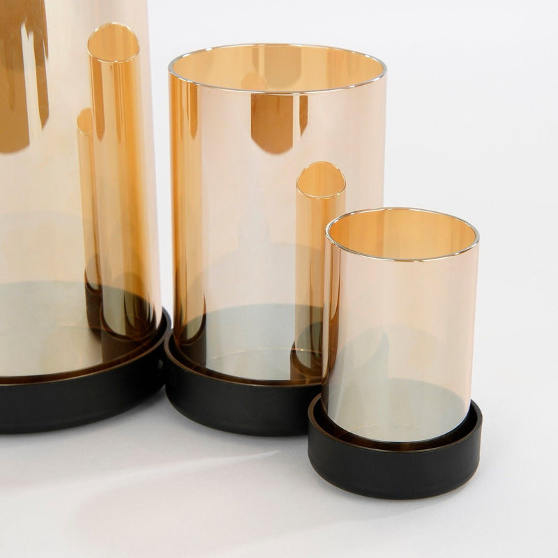 Kratos Candle Holder - L36 x W11,5 x H17,5 cm - Metal, Glass - Gold - CANDLE HOLDERS / Lanterns - Beattys of Loughrea