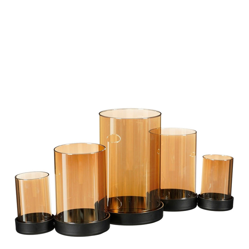 Kratos Candle Holder - L36 x W11,5 x H17,5 cm - Metal, Glass - Gold - CANDLE HOLDERS / Lanterns - Beattys of Loughrea