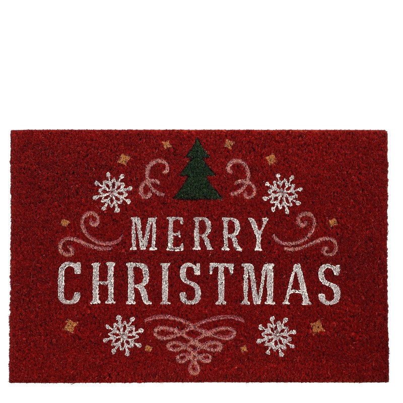 Merry Christmas Red Doormat 60 x 40cm - XMAS DECORATIONS - Beattys of Loughrea