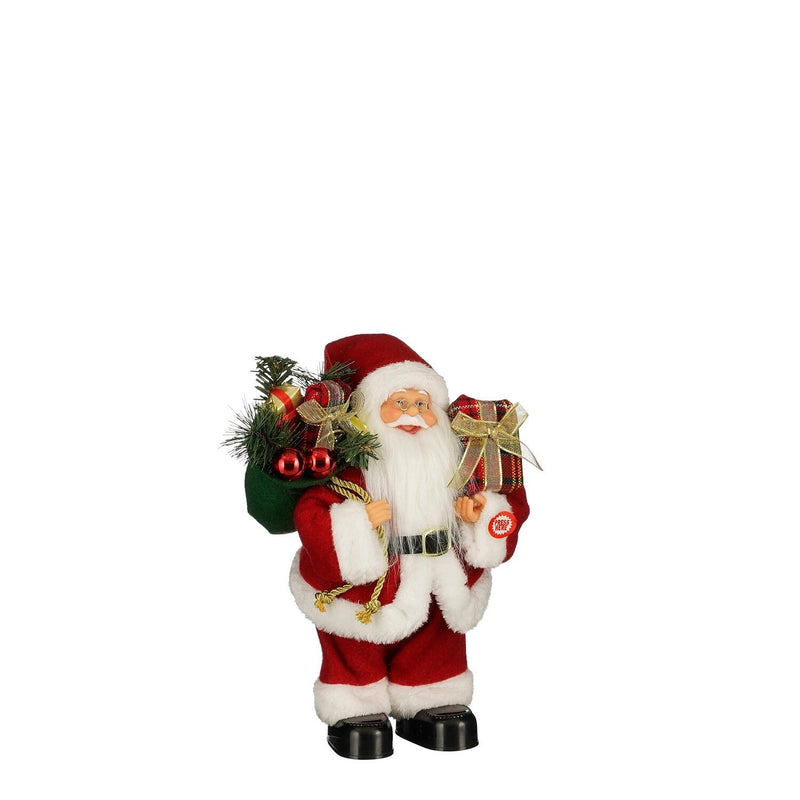 Red Musical Moving Battery Operated Santa 30cm