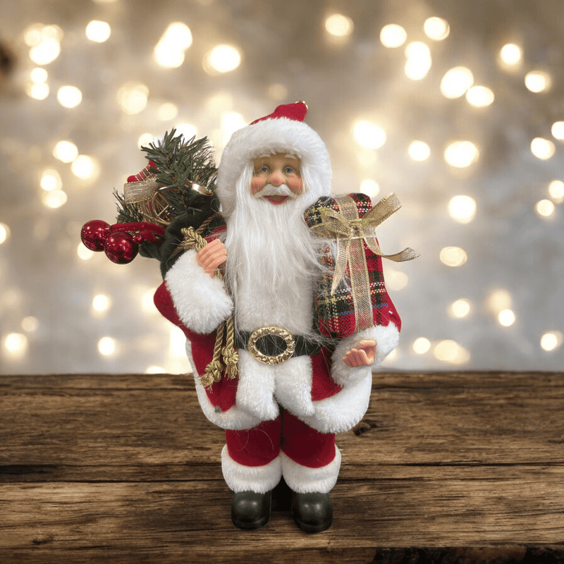 Santa Ornament Carrying Gifts 30cm - XMAS SOFT DECOS - Beattys of Loughrea