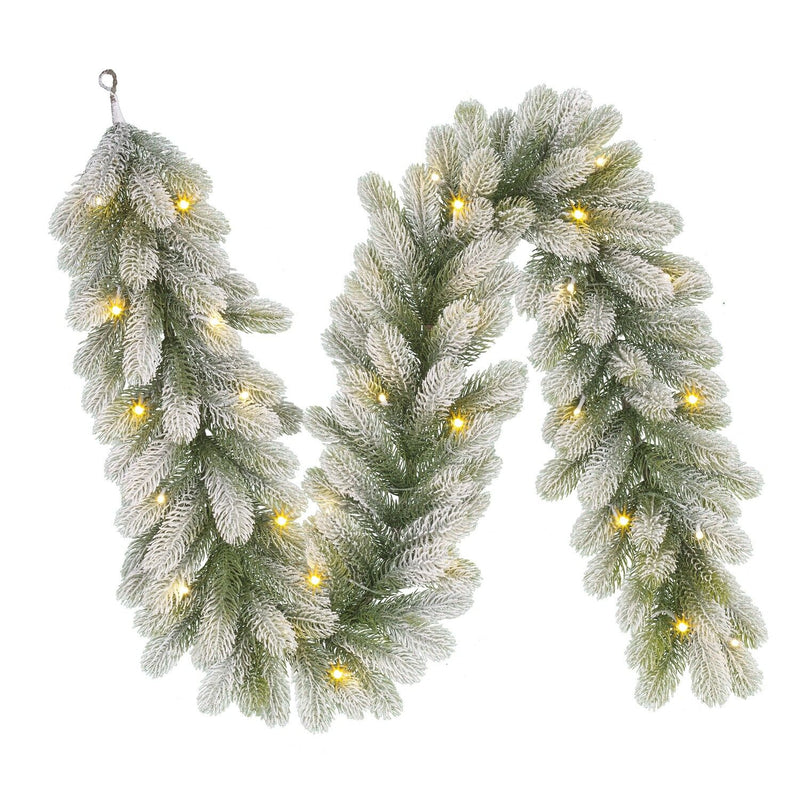 Nigata Frosted Green Pre - Lit Garland 30 LED Battery Operated with Timer 180cm (6ft) - XMAS TREE PRELIT & POPUP - Beattys of Loughrea