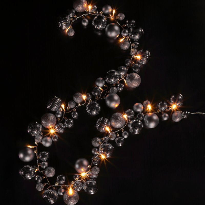 Noma Silver Bauble Cluster Garland 2.2m - Battery Operated - XMAS BATTERY OPERATED LIGHTS - Beattys of Loughrea