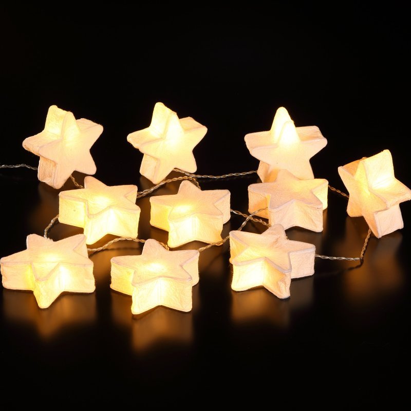 Noma 10 Warm White Paper Star String Light - Battery Operated - XMAS BATTERY OPERATED LIGHTS - Beattys of Loughrea