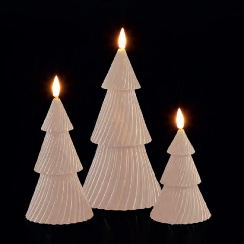 Noma Set Of 3 Christmas Tree Wax Candle Lights - Cream - XMAS ROOM DECORATION LARGE AND LIGHT UP - Beattys of Loughrea