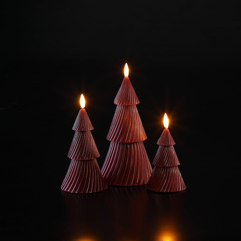 Noma Set Of 3 Christmas Tree Wax Candle Lights - Red - XMAS ROOM DECORATION LARGE AND LIGHT UP - Beattys of Loughrea