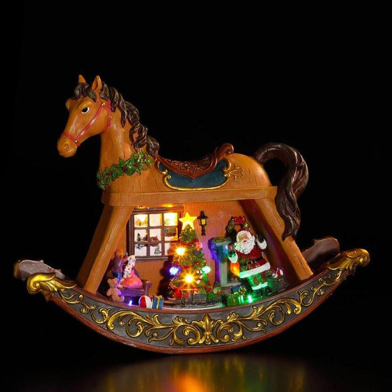 Noma Led Musical Rocking Horse With Train 42cm - XMAS ROOM DECORATION LARGE AND LIGHT UP - Beattys of Loughrea