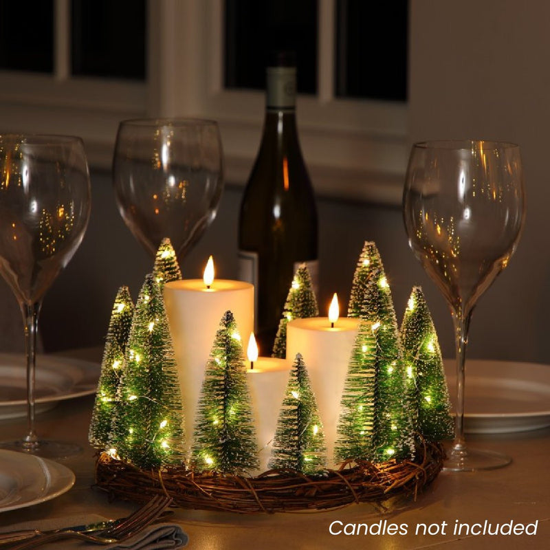 Noma Tree Table Wreath With Bristle Trees (Candles not incl.) - XMAS ROOM DECORATION LARGE AND LIGHT UP - Beattys of Loughrea