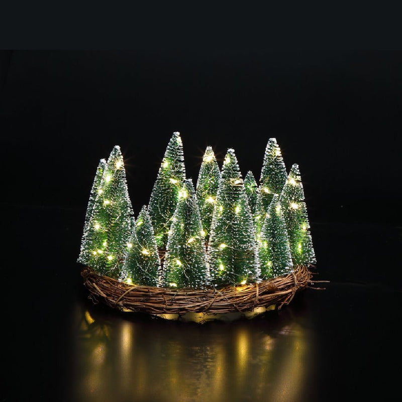 Noma Tree Table Wreath With Bristle Trees (Candles not incl.) - XMAS ROOM DECORATION LARGE AND LIGHT UP - Beattys of Loughrea