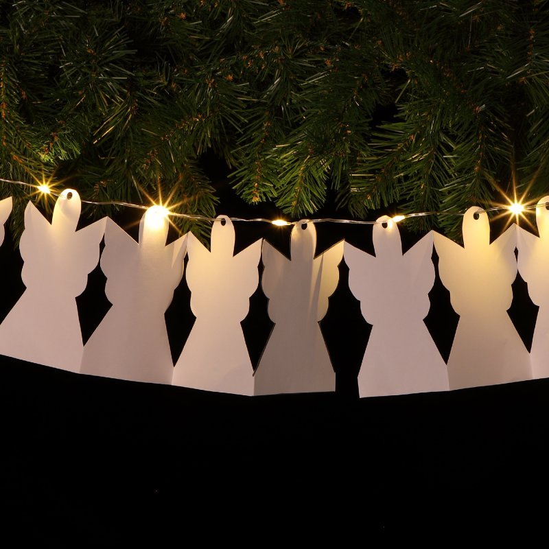 Noma DIY Paper String Light - White Angel With Warm White Leds - XMAS BATTERY OPERATED LIGHTS - Beattys of Loughrea