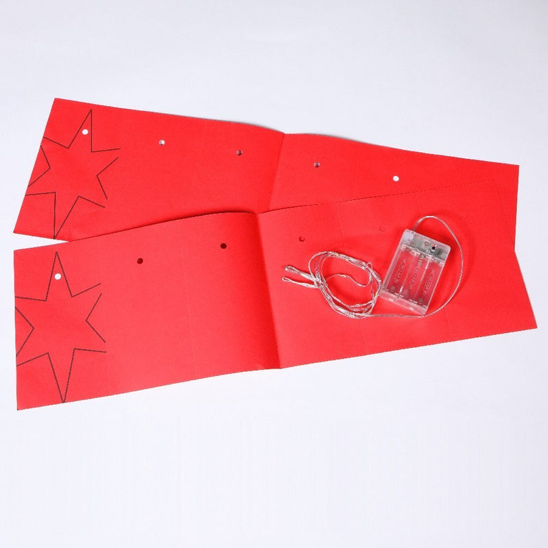 Noma DIY Paper String Light - Red Star With Warm White Leds - XMAS BATTERY OPERATED LIGHTS - Beattys of Loughrea