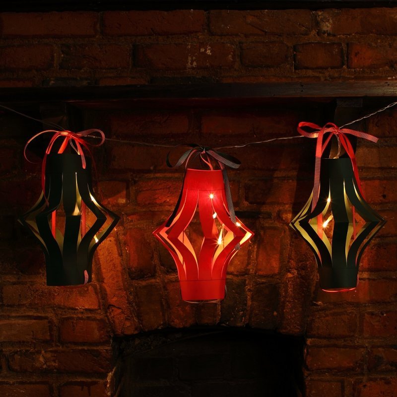 Noma Set Of 3 DIY Large Paper Lanterns With Icicle Light Chain - XMAS BATTERY OPERATED LIGHTS - Beattys of Loughrea