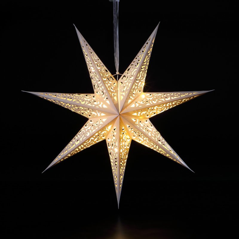 Noma 60cm Paper Shining Star With 20 Warm White Leds Battery Operated - XMAS BATTERY OPERATED LIGHTS - Beattys of Loughrea