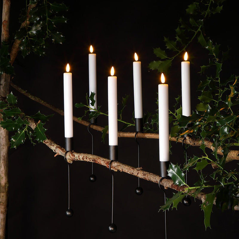 Noma Set Of 6 Magic Candles With Black Metal Holder - XMAS ROOM DECORATION LARGE AND LIGHT UP - Beattys of Loughrea