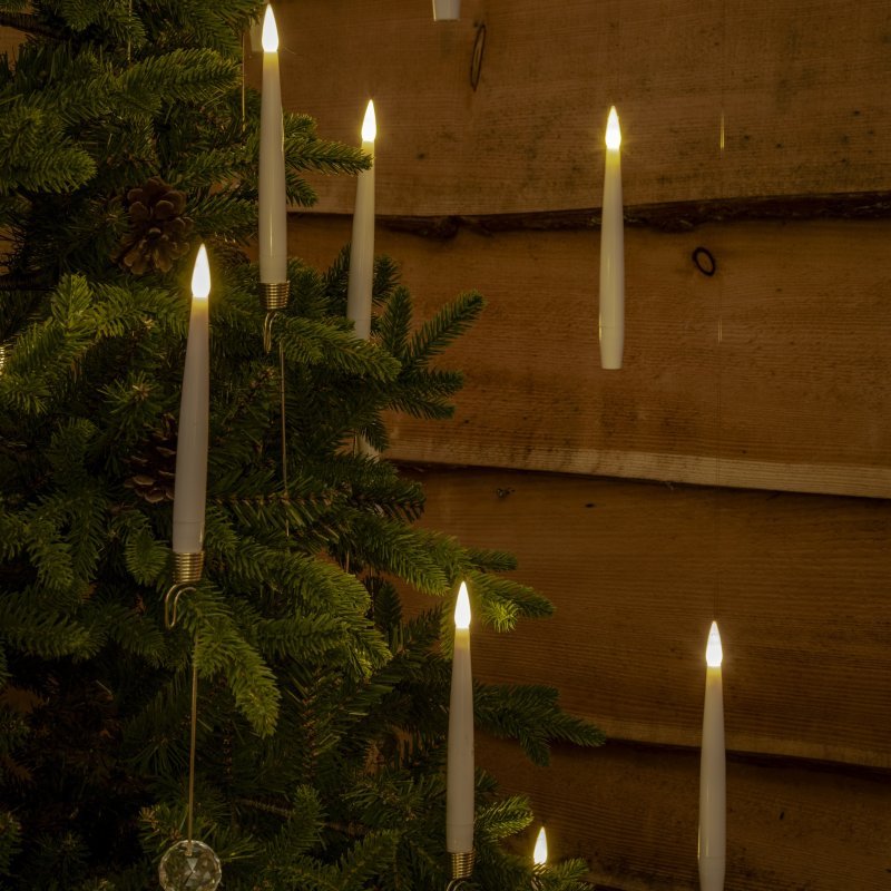 Noma 10 White Wand Controlled Magic Tree Candles With Jewel - XMAS LIGHTS LED - Beattys of Loughrea