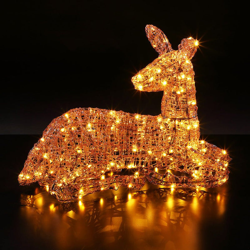 Noma 53cm Copper Acrylic Resting Deer With 130 Leds - XMAS LIGHTED OUTDOOR DECOS - Beattys of Loughrea