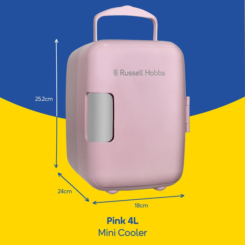 Russell Hobbs 4L Portable Mini Cooler & Warmer Pink RH4CLR1001P - FRIDGE PORTABLE/ CAMPING - Beattys of Loughrea