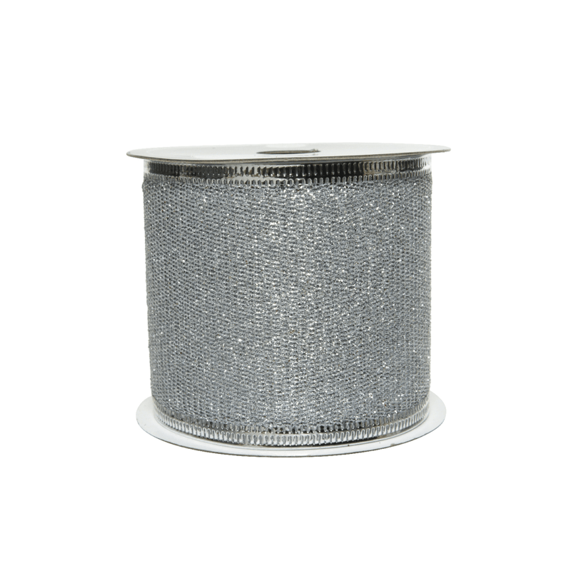 Decoris Silver Glitter Christmas Ribbon 2.7m - XMAS RIBBON TINSEL - Beattys of Loughrea