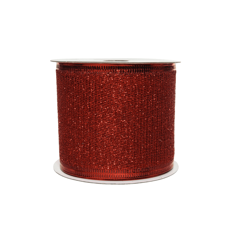 Decoris Red Glitter Christmas Ribbon 2.7m - XMAS RIBBON TINSEL - Beattys of Loughrea