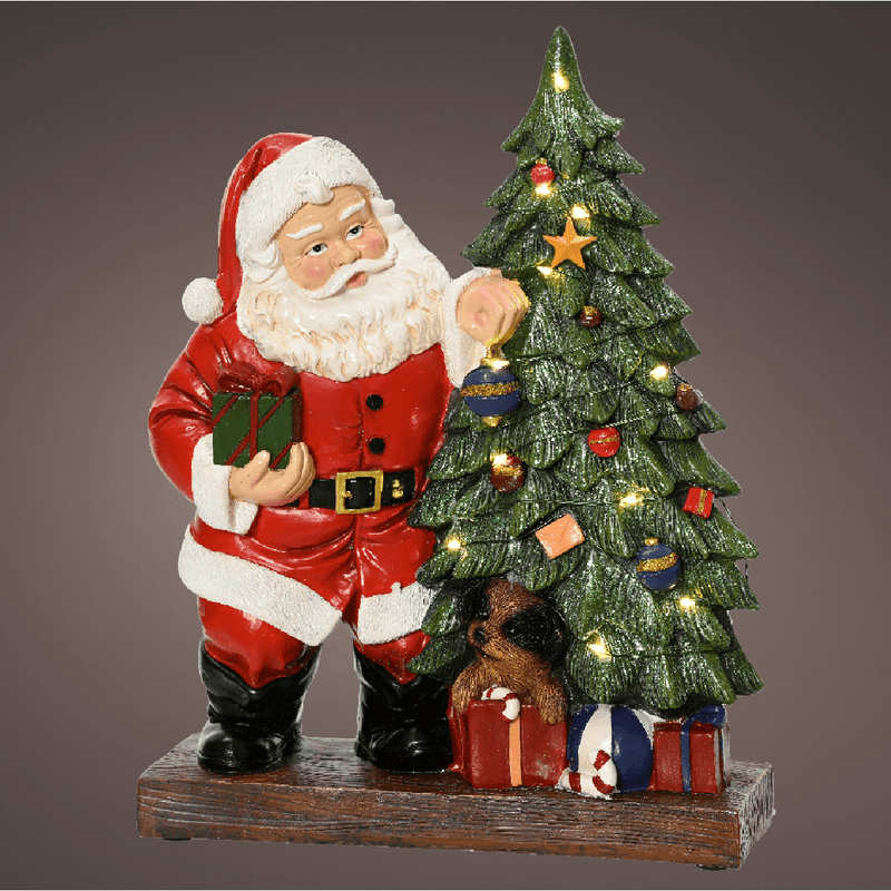 Micro LED Indoor Battery Operated Santa & Tree 30cm - XMAS ROOM DECORATION LARGE AND LIGHT UP - Beattys of Loughrea