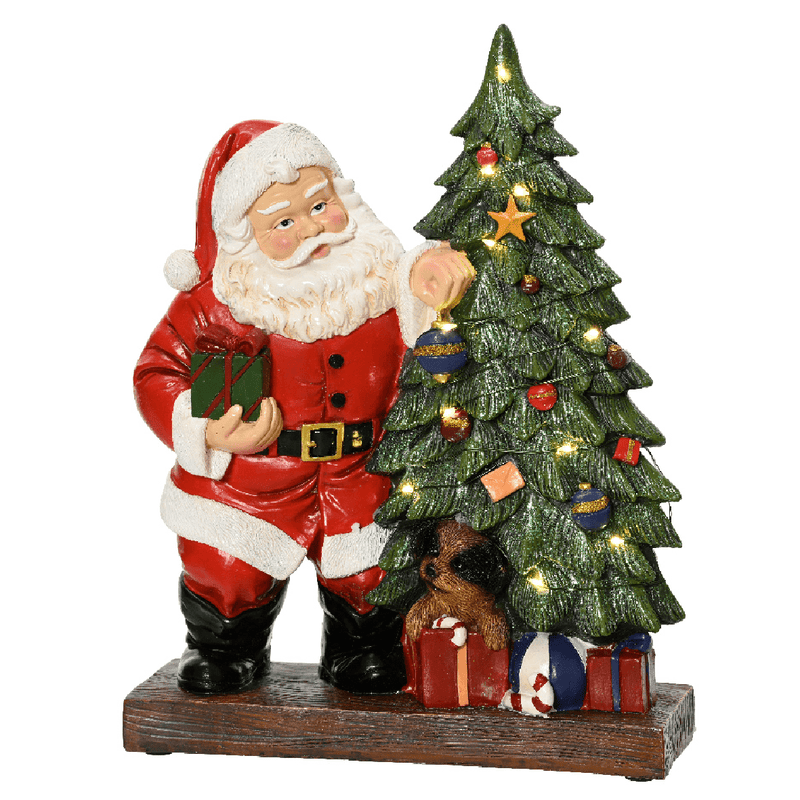 Micro LED Indoor Battery Operated Santa & Tree 30cm - XMAS ROOM DECORATION LARGE AND LIGHT UP - Beattys of Loughrea