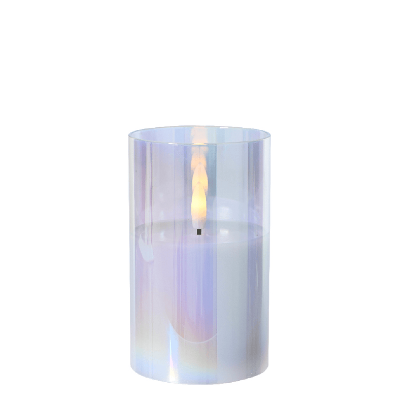 LED Wick Candle Glass Battery Operated 12.5 x 7.5cm - XMAS BATTERY OPERATED LIGHTS - Beattys of Loughrea