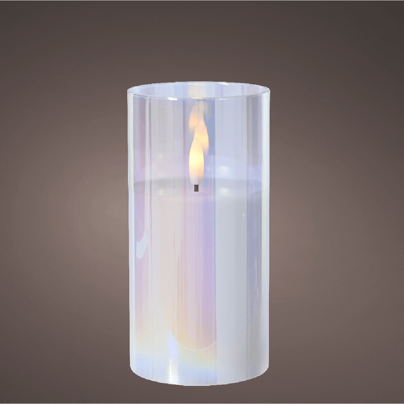 LED Wick Candle Glass Battery Operated 15 x 7.5cm - XMAS BATTERY OPERATED LIGHTS - Beattys of Loughrea