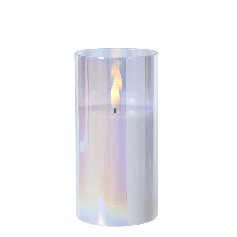 LED Wick Candle Glass Battery Operated 15 x 7.5cm - XMAS BATTERY OPERATED LIGHTS - Beattys of Loughrea