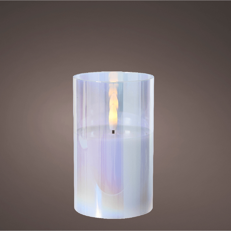 LED Wick Candle Glass Battery Operated 12.5 x 10cm - XMAS BATTERY OPERATED LIGHTS - Beattys of Loughrea