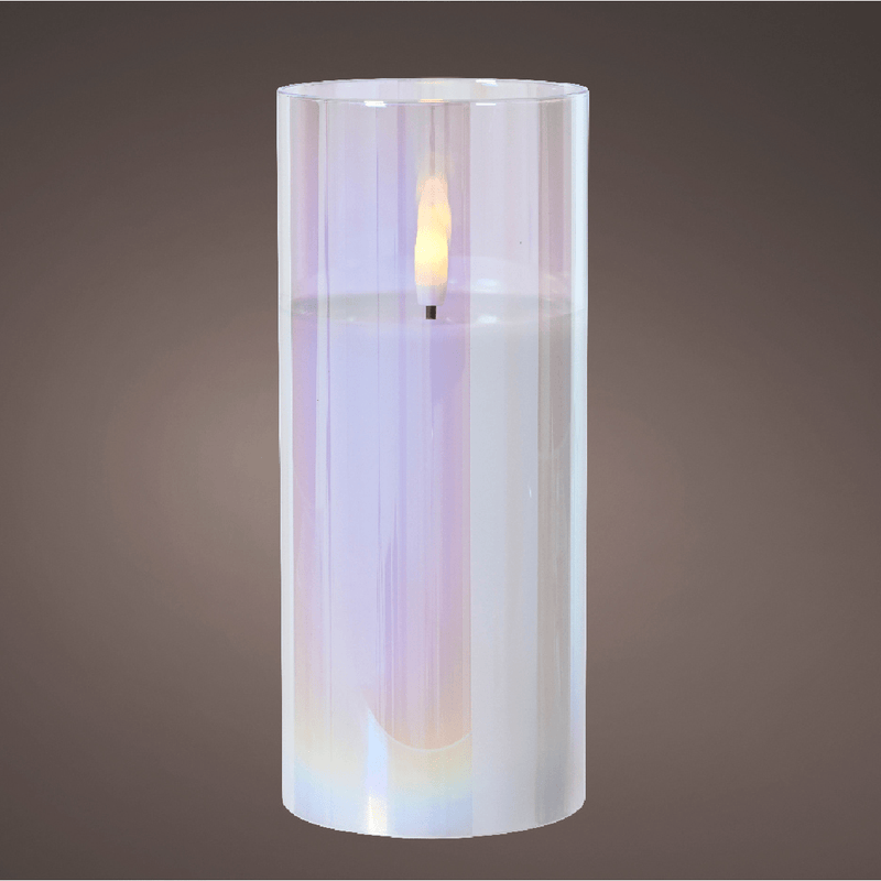 LED Wick Candle Glass Battery Operated 17.5 x 10cm - XMAS BATTERY OPERATED LIGHTS - Beattys of Loughrea