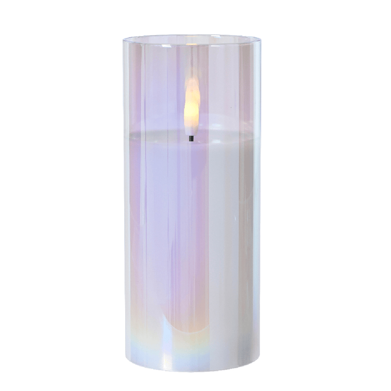 LED Wick Candle Glass Battery Operated 17.5 x 10cm - XMAS BATTERY OPERATED LIGHTS - Beattys of Loughrea