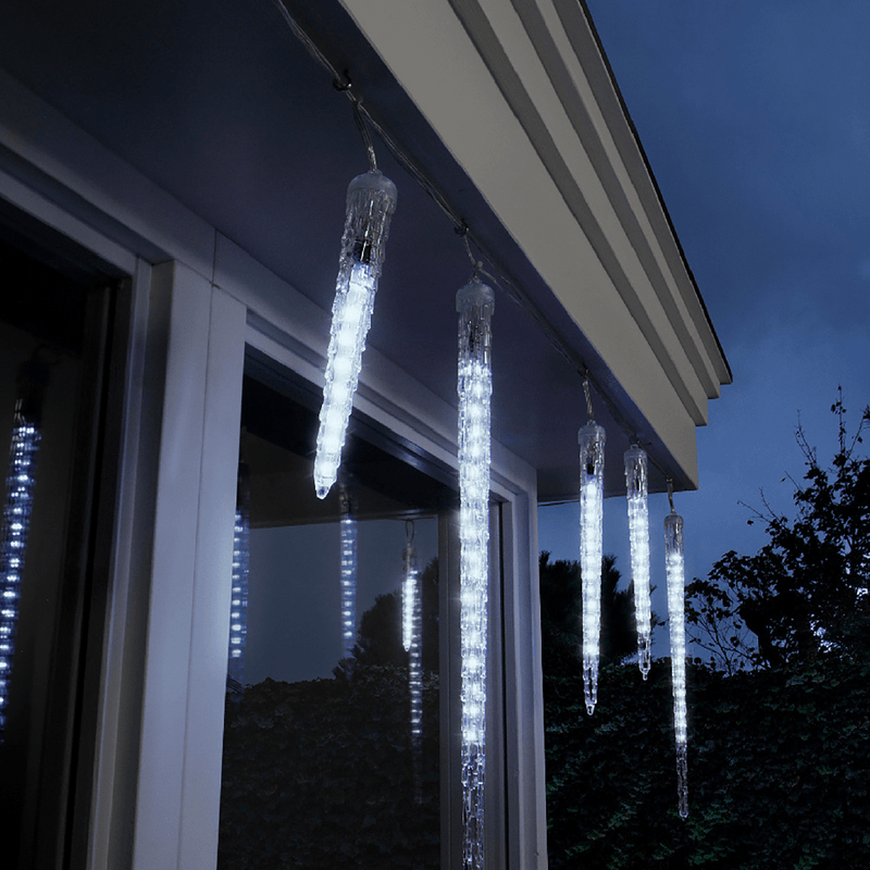 Set of 6 Christmas Icicle Lights - White LEDs - XMAS LIGHTS LED - Beattys of Loughrea