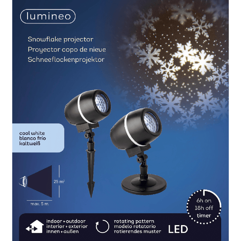 35cm LED Spinning Snowflake Projector - White - XMAS LASER LIGHTS/PROJECTORS - Beattys of Loughrea