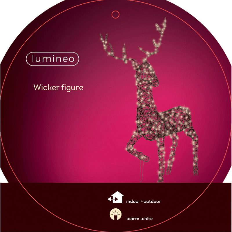 124cm Micro LED Wicker Reindeer with 360 Warm White Lights - XMAS LIGHTED OUTDOOR DECOS - Beattys of Loughrea