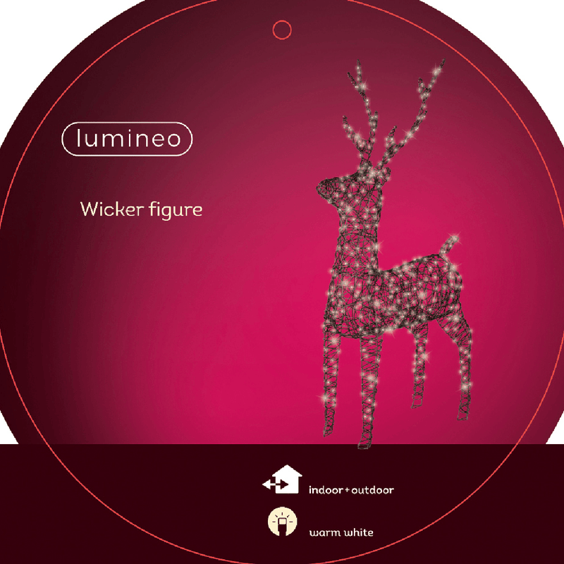 Lumineo Micro LED Wicker Reindeer 160cm - XMAS LIGHTED OUTDOOR DECOS - Beattys of Loughrea