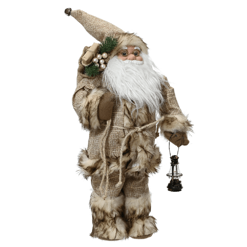 Santa with Brown Coat and Present Sack 60cm - XMAS SOFT DECOS - Beattys of Loughrea