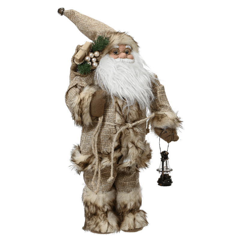 Santa with Brown Coat and Present Sack 45cm - XMAS SOFT DECOS - Beattys of Loughrea