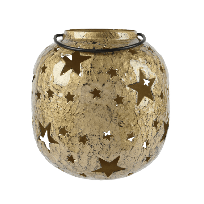 Lantern Iron Cut - Out Star Design 15.5cm - CANDLE HOLDERS / Lanterns - Beattys of Loughrea