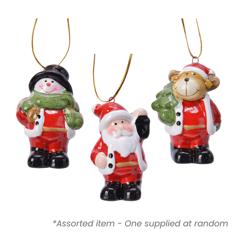 Christmas Figures Terracotta Glaze Assorted - One Supplied* - XMAS HANGING DECOS - Beattys of Loughrea