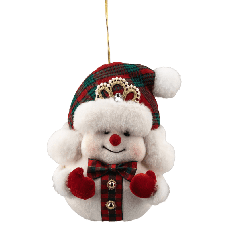 Velvet Red 15 x 9 x 19cm Hanging Snowman - XMAS SOFT DECOS - Beattys of Loughrea