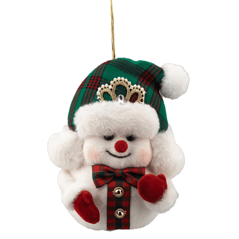 Velvet Green 15 x 9 x 19cm Hanging Snowman - XMAS SOFT DECOS - Beattys of Loughrea