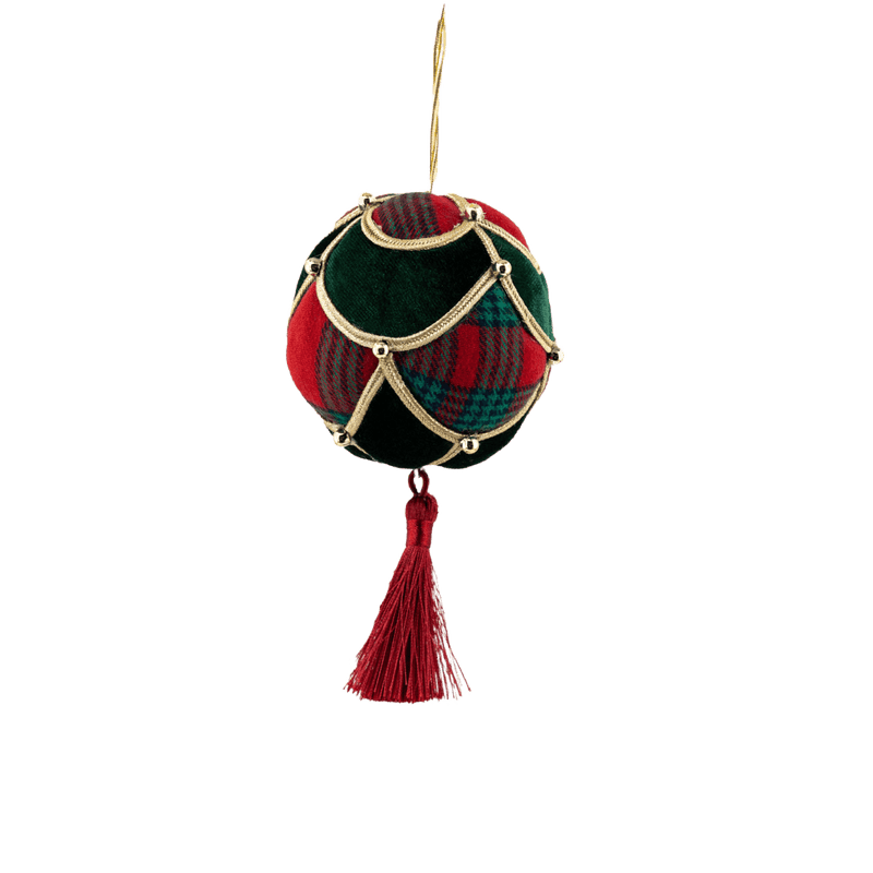 Green Velvet Hanging Christmas Ball 8 x 16cm - XMAS SOFT DECOS - Beattys of Loughrea