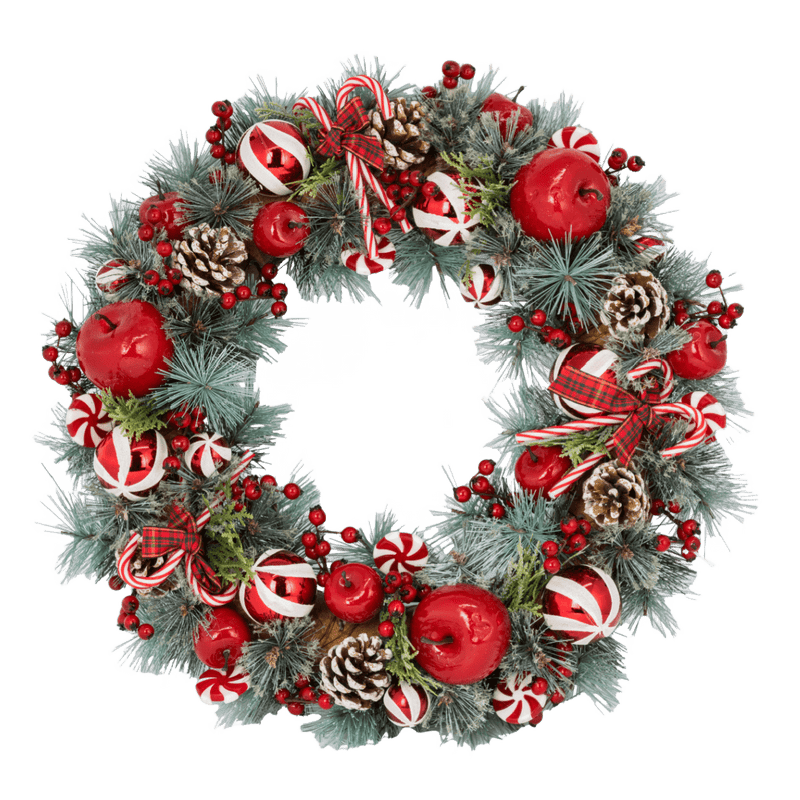 Extra Large Candy Cane Wreath 52 x 52 x 10cm - XMAS WREATHS - Beattys of Loughrea