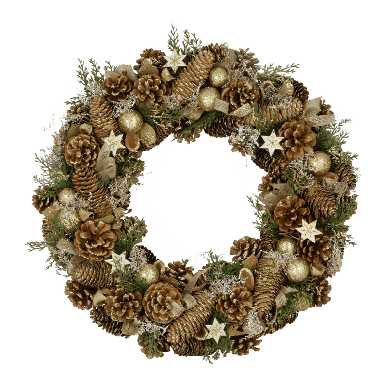 Extra Large Gold Wreath 52 x 52 x 10cm - XMAS WREATHS - Beattys of Loughrea