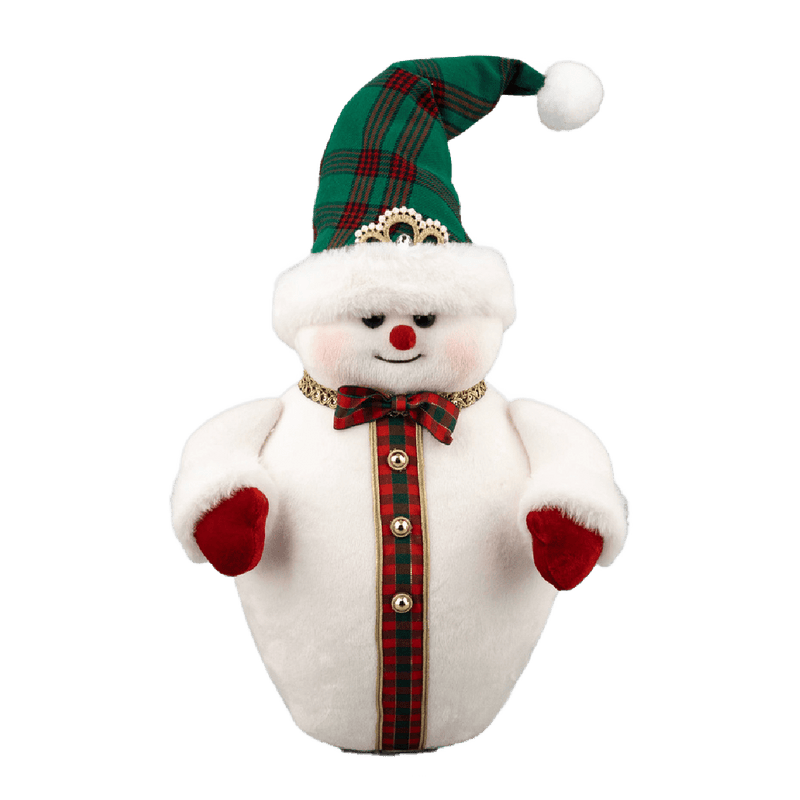 Velvet Green Snowman 25x15x37cm - XMAS SOFT DECOS - Beattys of Loughrea