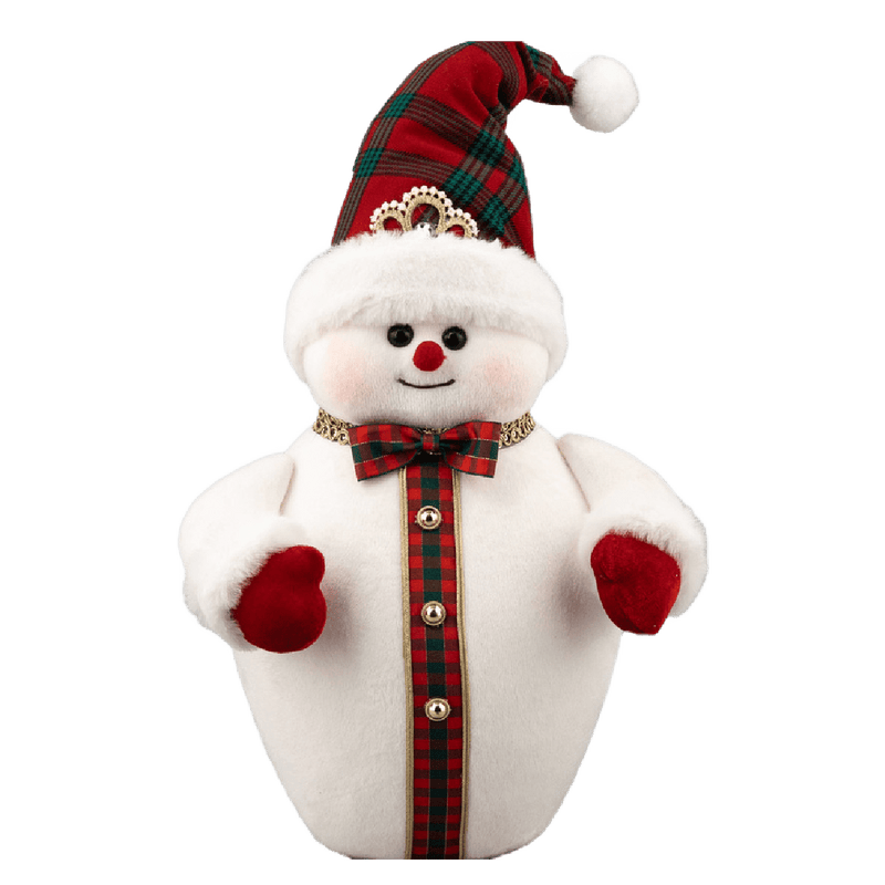 Velvet Red Snowman 25x15x37cm - XMAS SOFT DECOS - Beattys of Loughrea