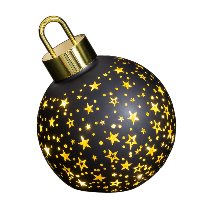 Matte Black 15cm Christmas Bauble Ornament with LED's - XMAS BAUBLES - Beattys of Loughrea