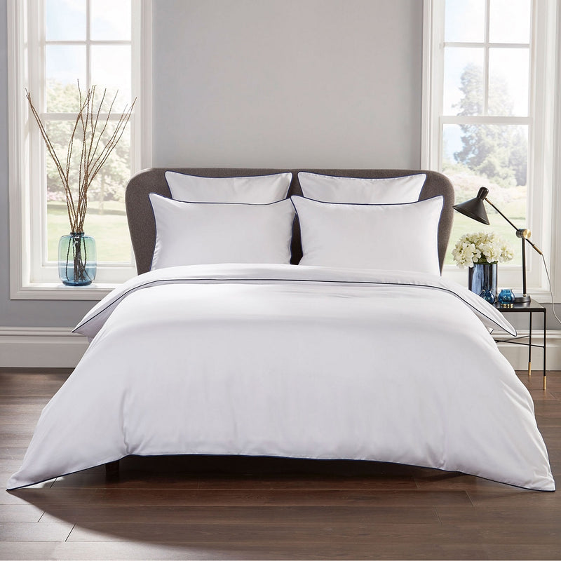 400 Thread Count Piped Navy Edge Duvet Set - Double