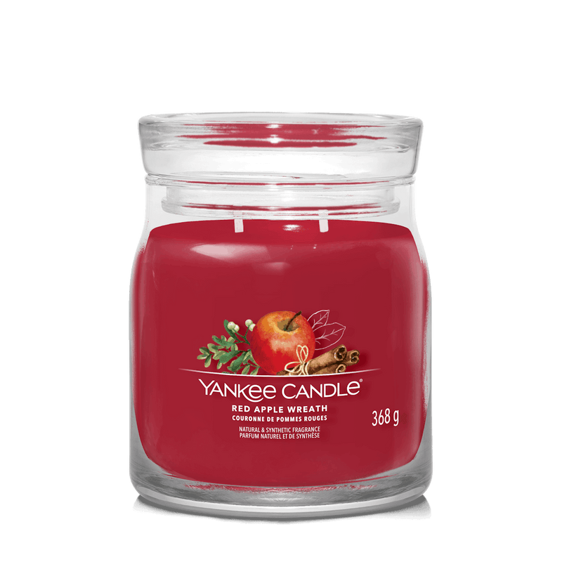 Red Apple Wreath Signature Medium Jar Yankee Candle 368g - CANDLES - Beattys of Loughrea